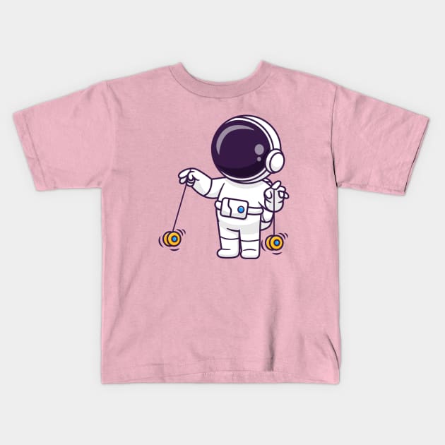 Cute Astronaut Playing Yoyo Cartoon Kids T-Shirt by Catalyst Labs